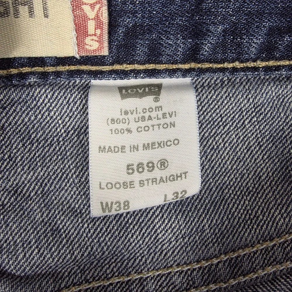 Levis 569 Loose Straight Leg‎ Jeans Mens 38x31 Medium Wash Blue Denim Y2K Baggy